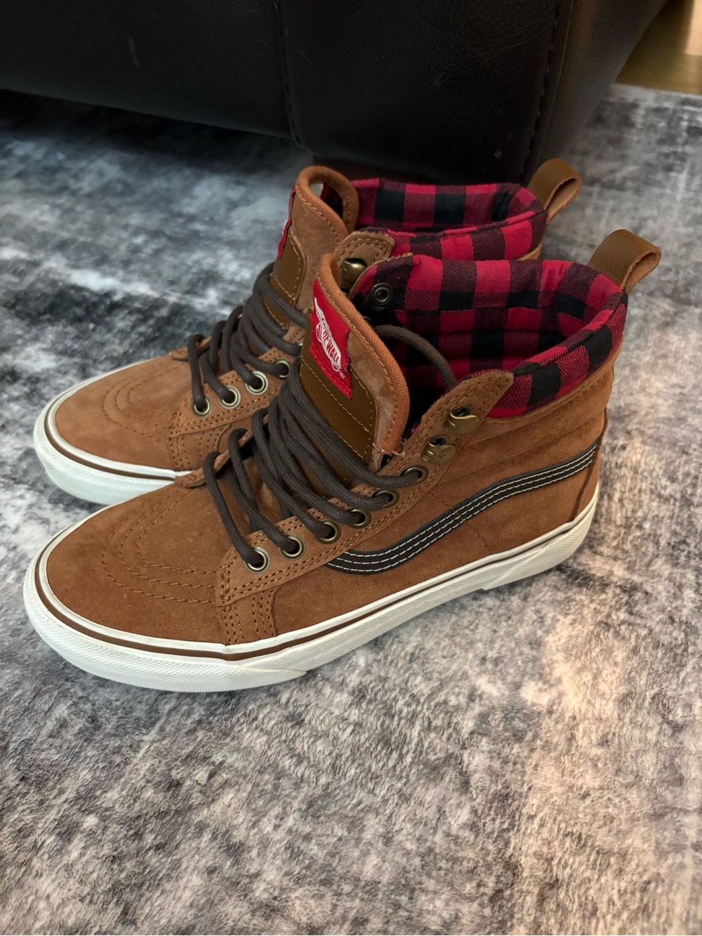 Vans Sk8-Hi MTE Leather Glazed High-Top Sneakers Tan Marshmallow - Picture 3 of 5